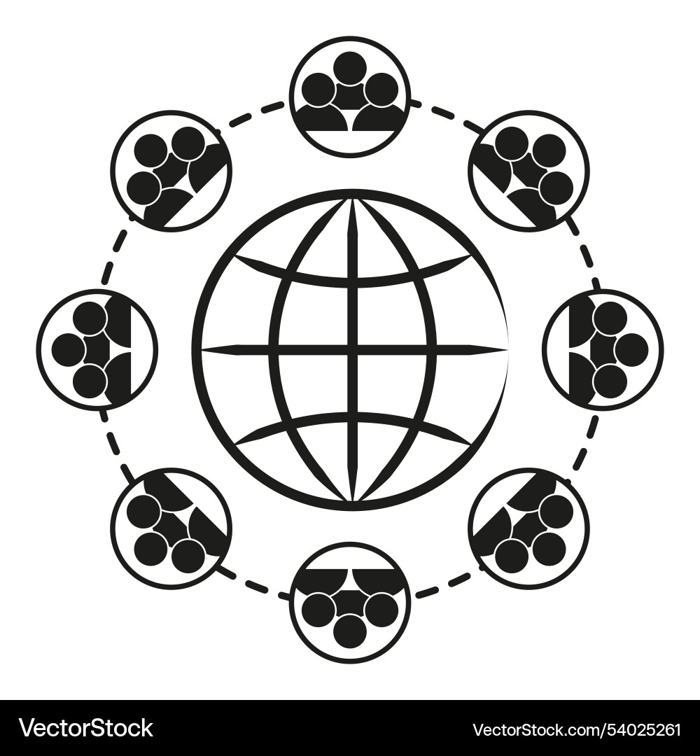 Global network icon connected circles around Vector Image
