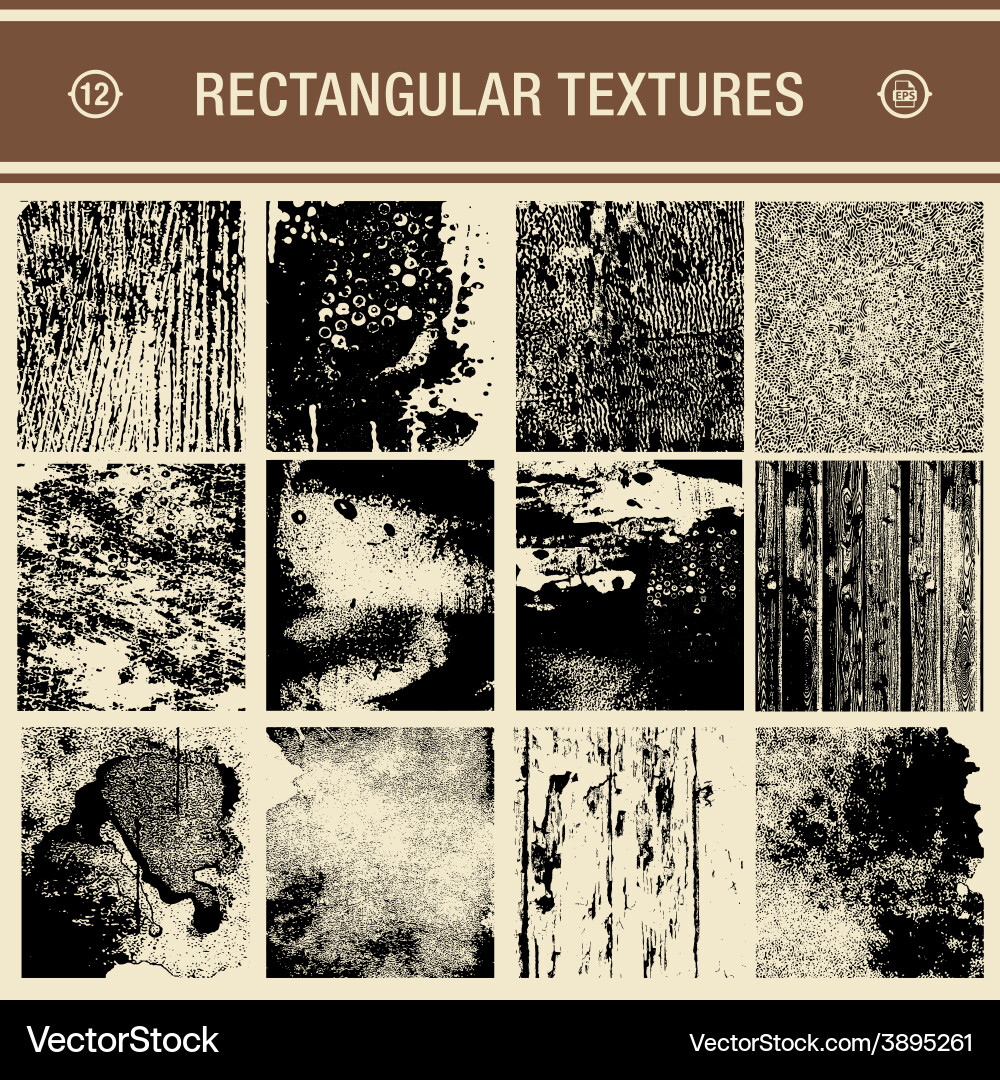 Grunge Texture Collection - 12 Detailed Patterns Vector Image