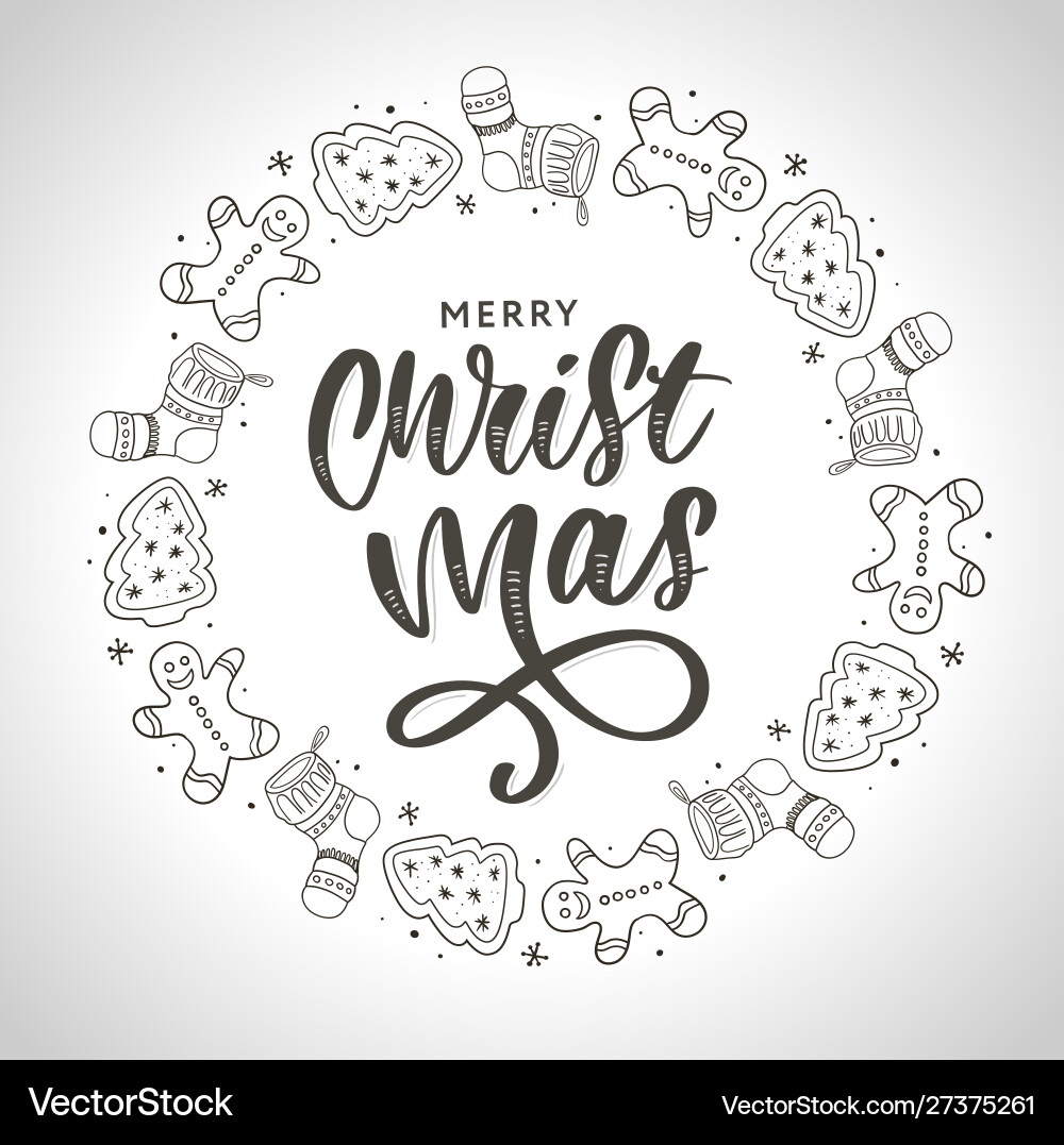 Hand drawn ink christmas wreath with bump fir Hand drawn ink christmas wreath with bump fir vector image