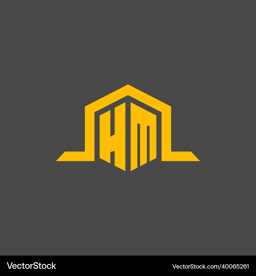 Hm monogram initial logo with hexagon style design Hm monogram initial logo with hexagon style design Vector Image