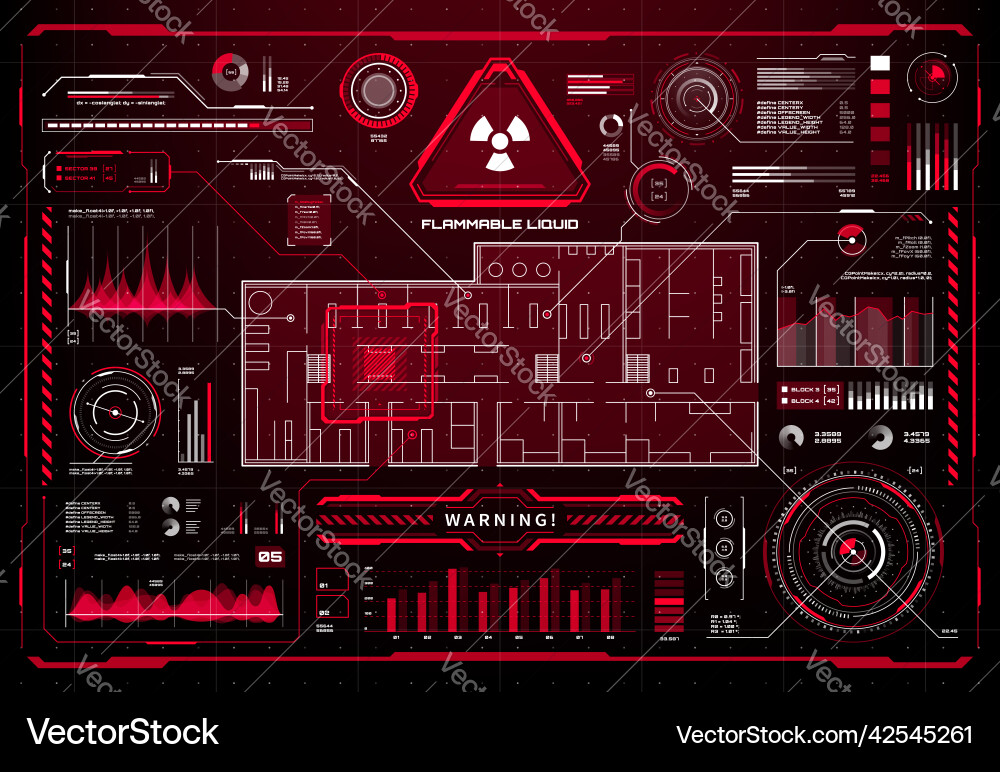 Hud fire protection and safety display interface vector image