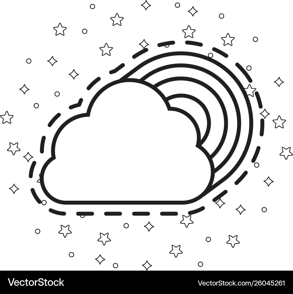 Patch with rainbow and cloud Vector Image