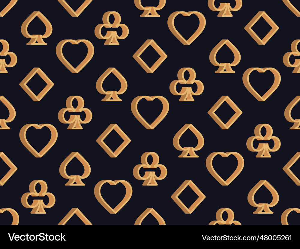 Seamless pattern with 3d playing card suit in art Seamless pattern with 3d playing card suit in art Vector Image