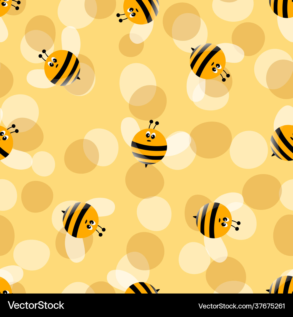 Seamless pattern with bees on color background Seamless pattern with bees on color background Vector Image
