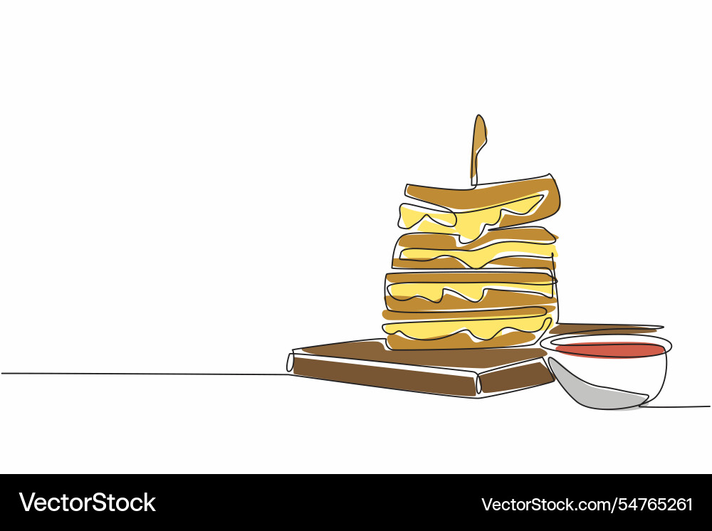 Single continuous line drawing multiple layers Vector Image