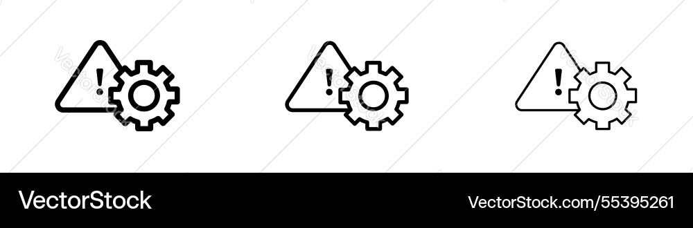 Technical warning icons in three different stroke Vector Image