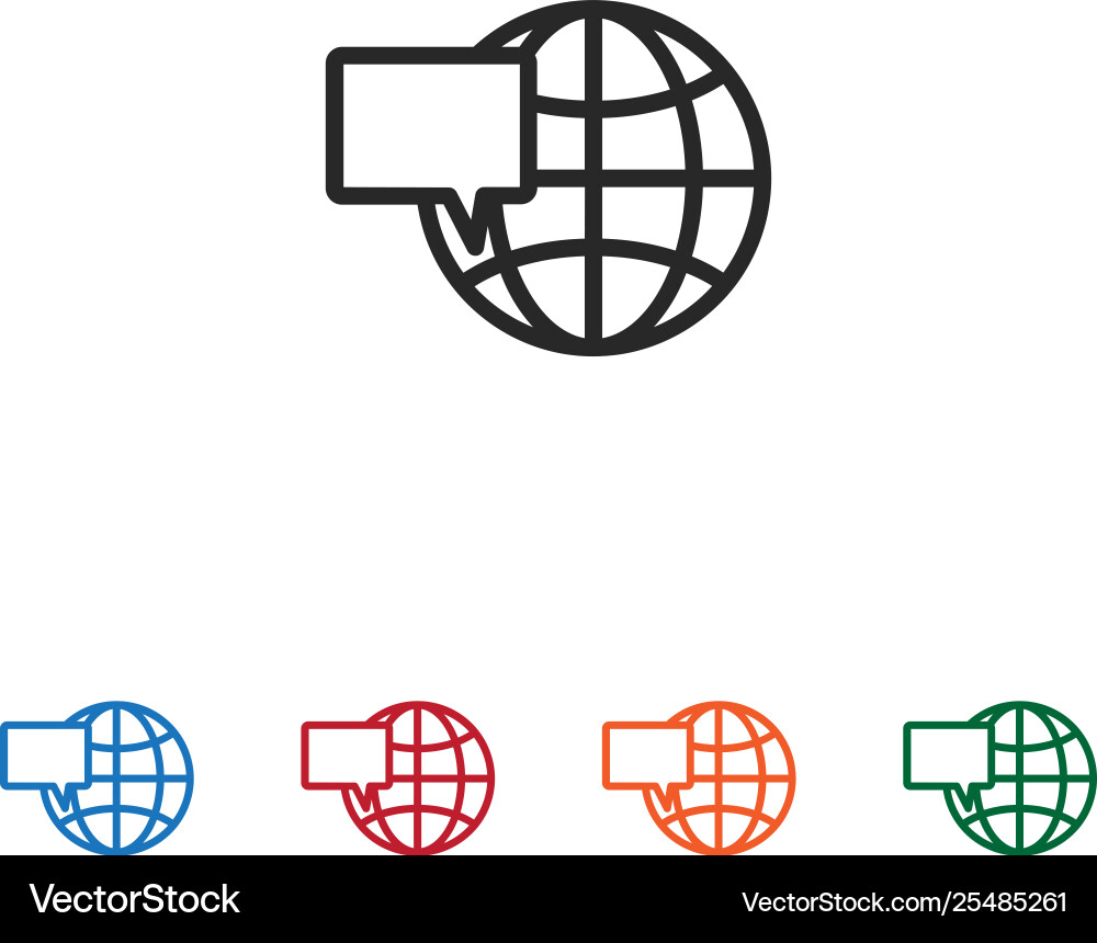 Web globe and speech bubble icon Web globe and speech bubble icon Vector Image