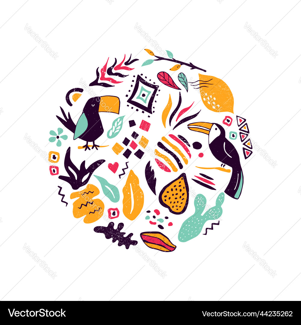 Abstract circle design with hand drawn elements Vector Image
