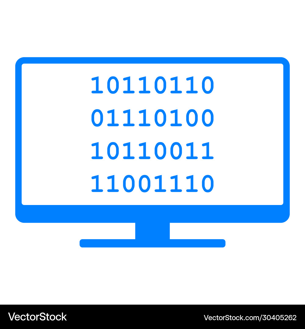 Binary code and screen vector image
