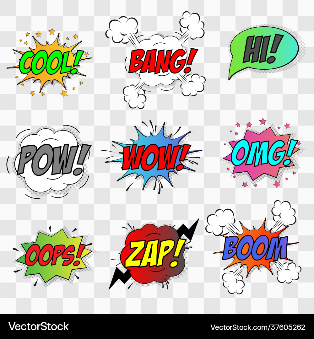 Comic speak bubble on transparent background Vector Image