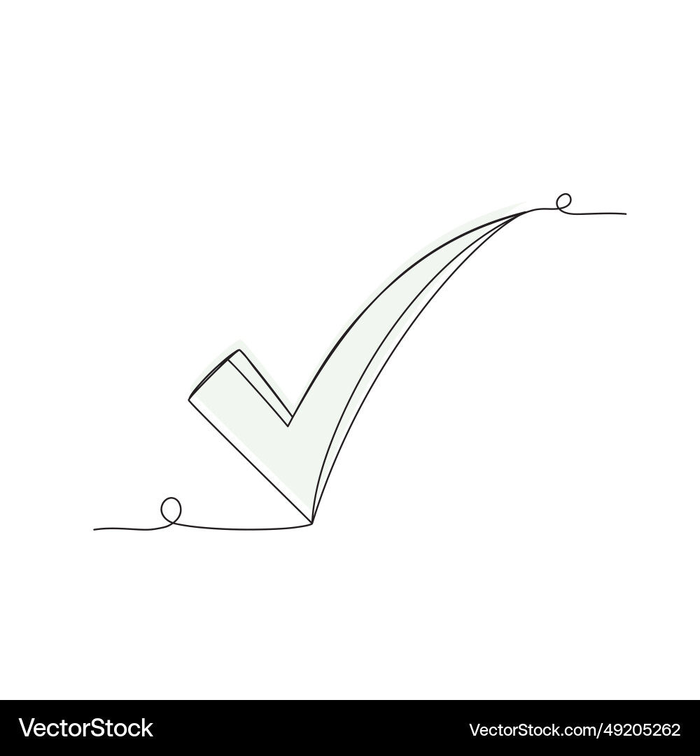 Continuous line drawing of check mark shape Vector Image
