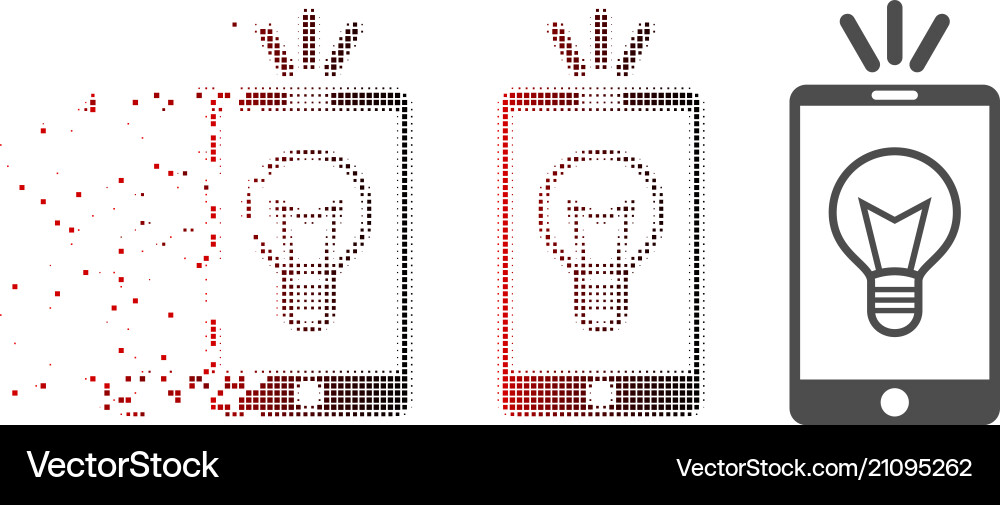 Disintegrating pixel halftone mobile lamp light Vector Image
