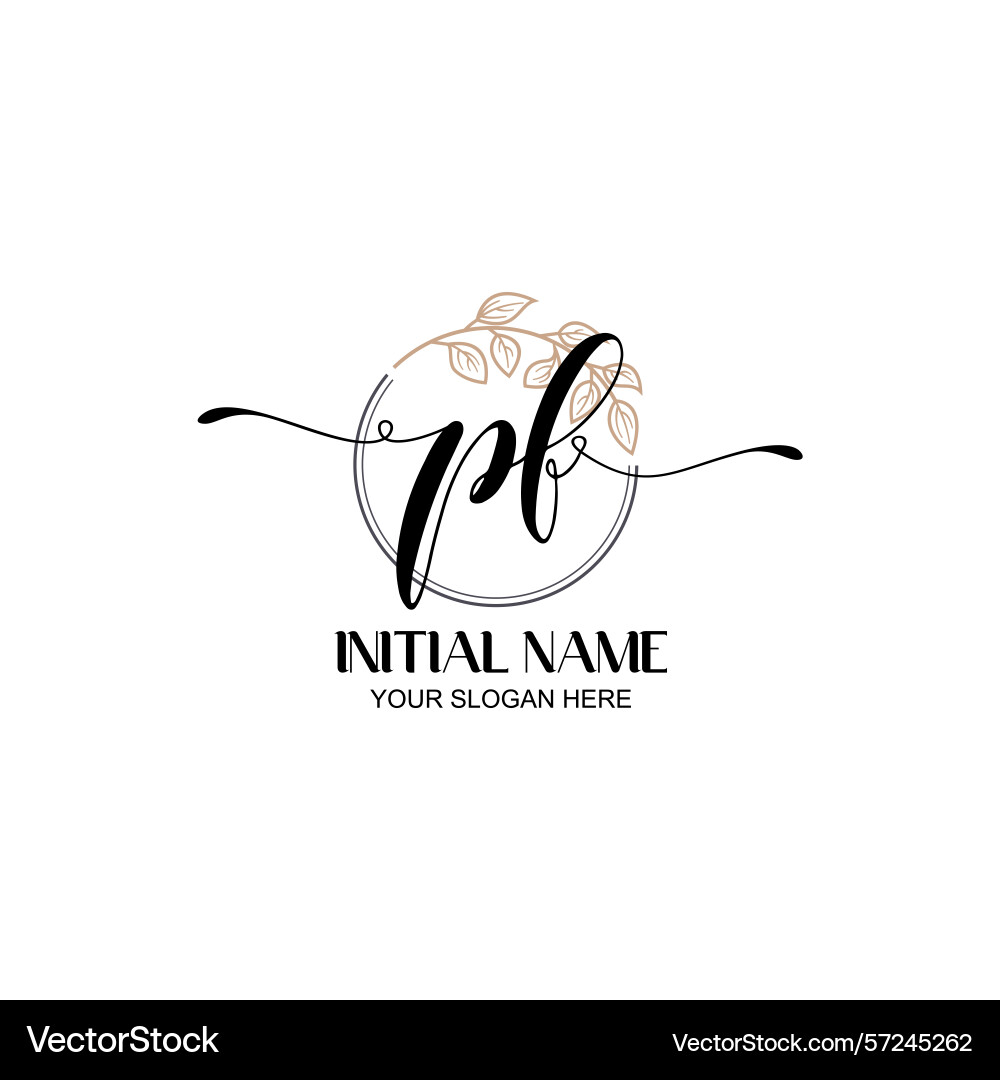 Elegant pf initial logo design with botanical Vector Image