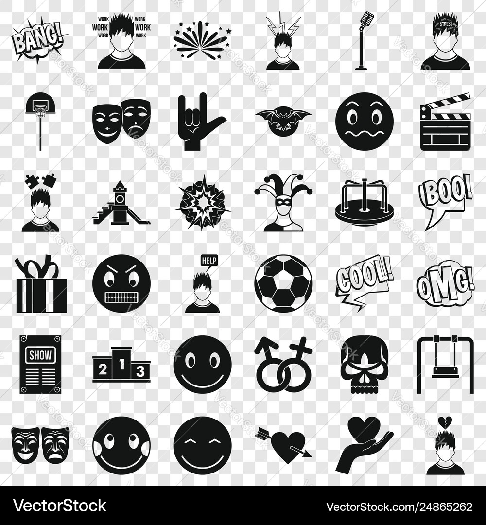 Emotion icons set simple style Vector Image