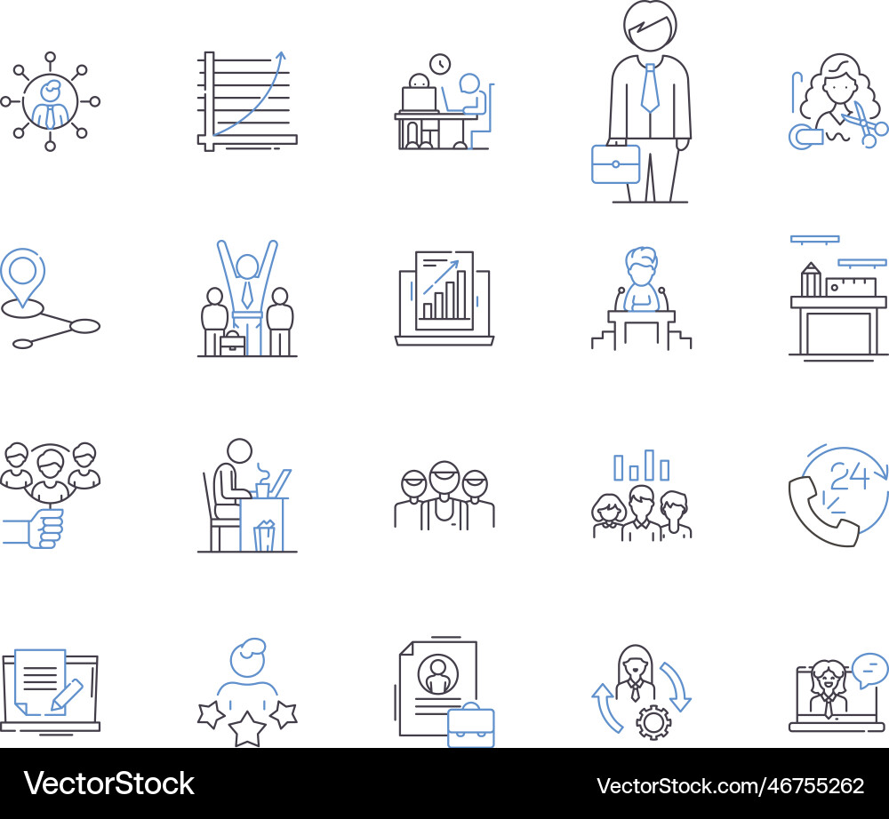 Empoyee workflow outline icons collection Empoyee workflow outline icons collection Vector Image
