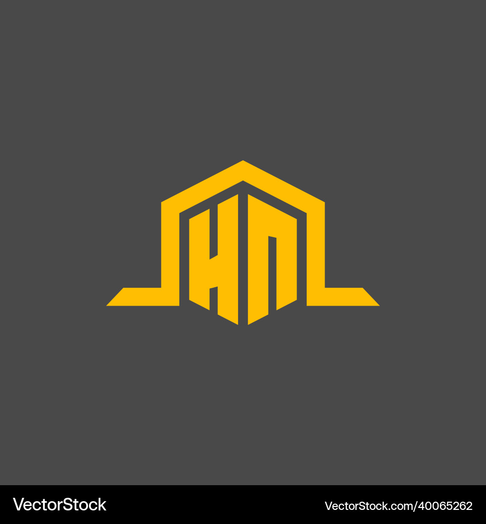 Hn monogram initial logo with hexagon style design Vector Image
