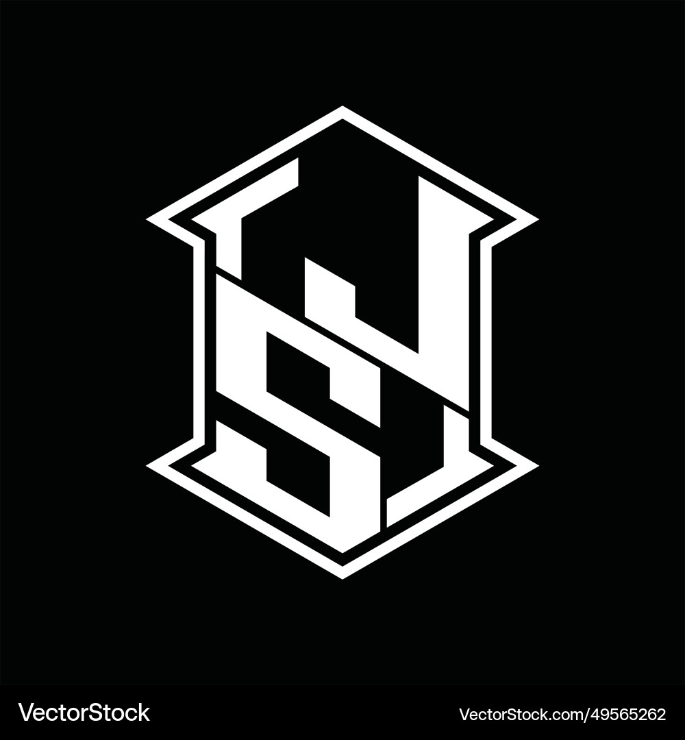 Js logo monogram hexagon shield shape up and down Js logo monogram hexagon shield shape up and down vector image