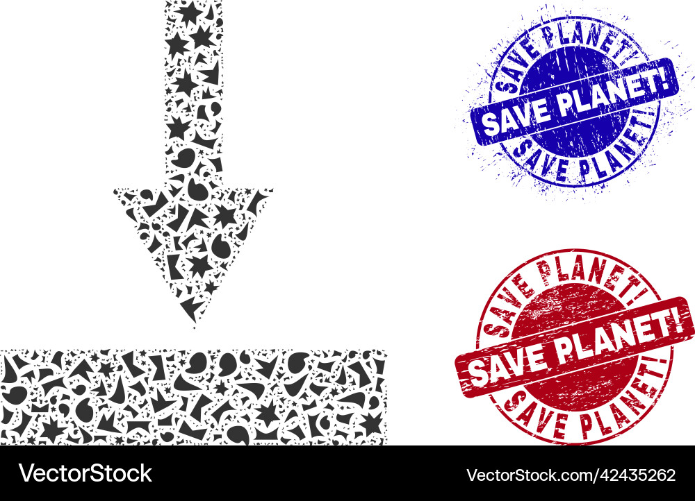 Move bottom mosaic of shards with save planet Move bottom mosaic of shards with save planet vector image