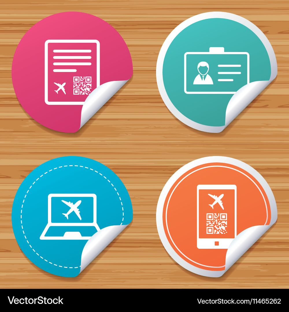 Qr scan code icon boarding pass flight sign Vector Image