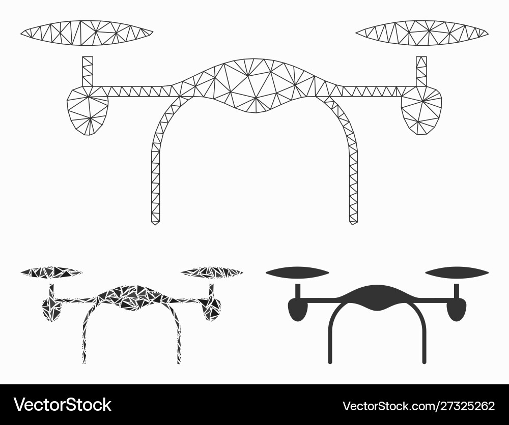 Quadcopter mesh 2d model and triangle Quadcopter mesh 2d model and triangle Vector Image
