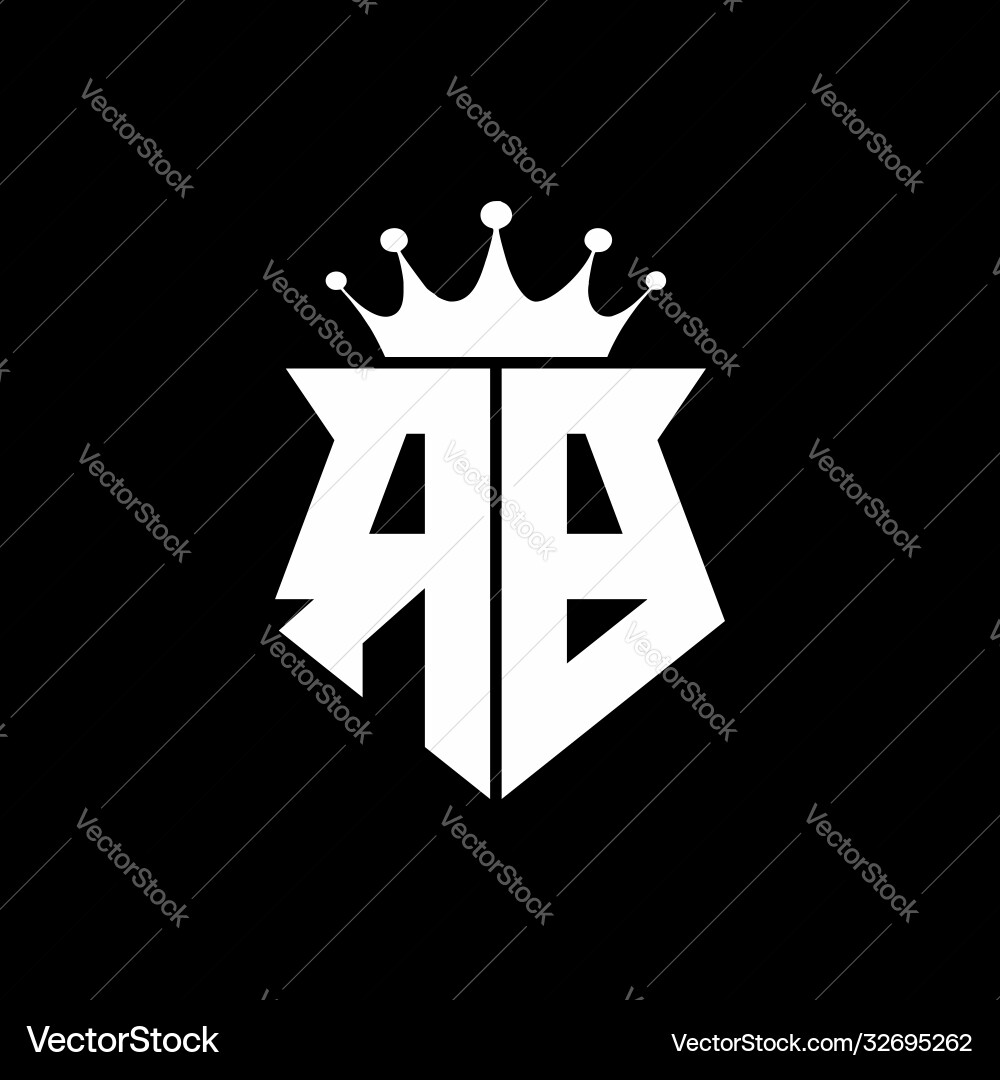Rb logo monogram shield shape with crown design Vector Image