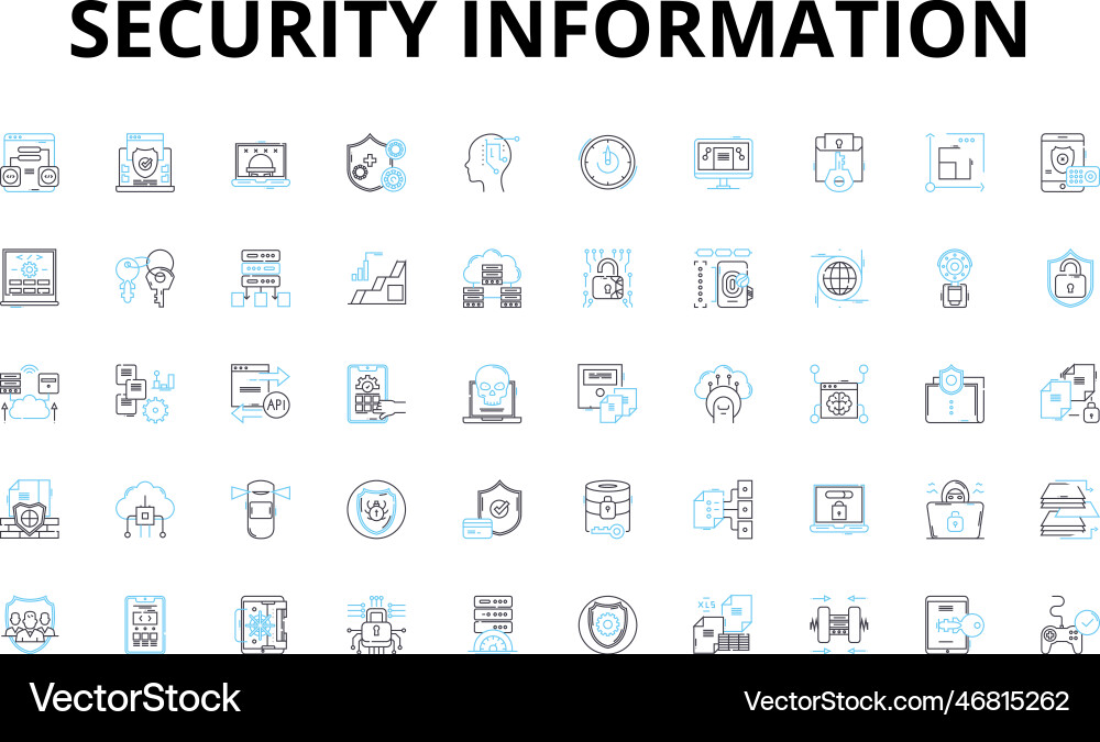 Security information linear icons set encryption Security information linear icons set encryption vector image