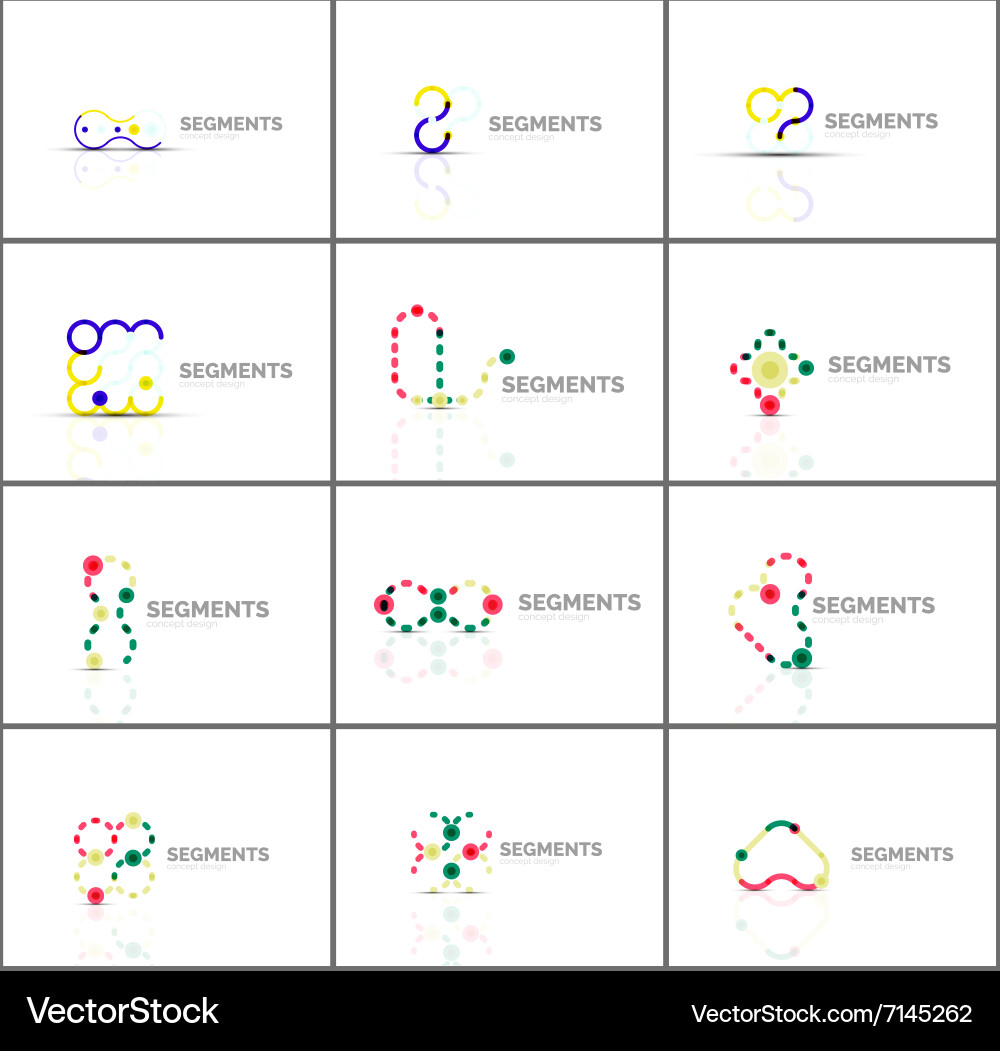 Set of linear abstract logos and swirl shapes vector image