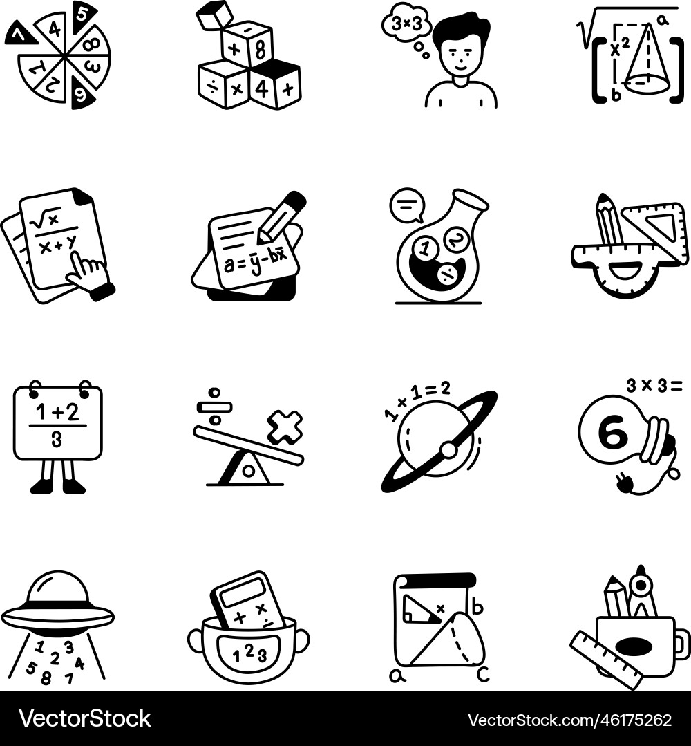 Set of mathematical problem solving doodles vector image