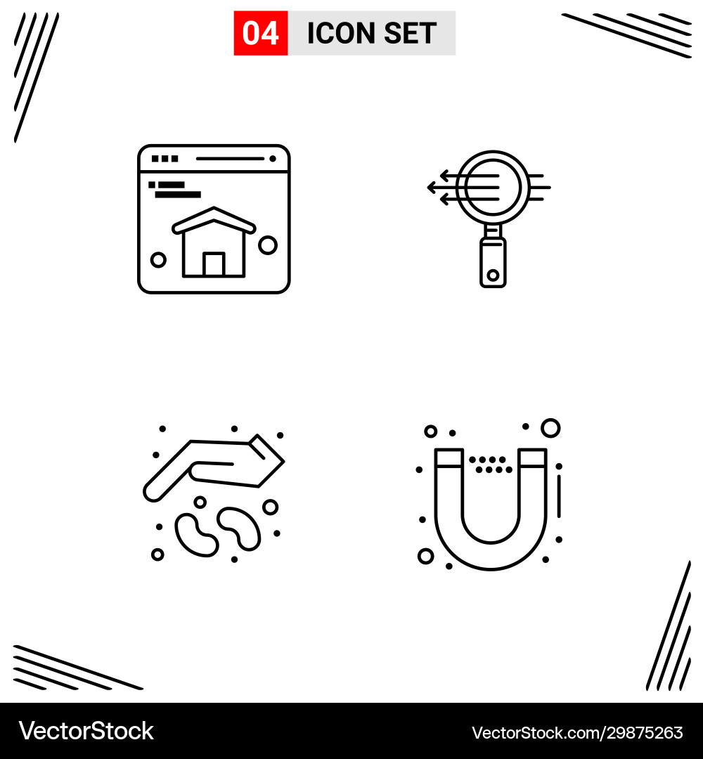 4 icons line style grid based creative outline Vector Image