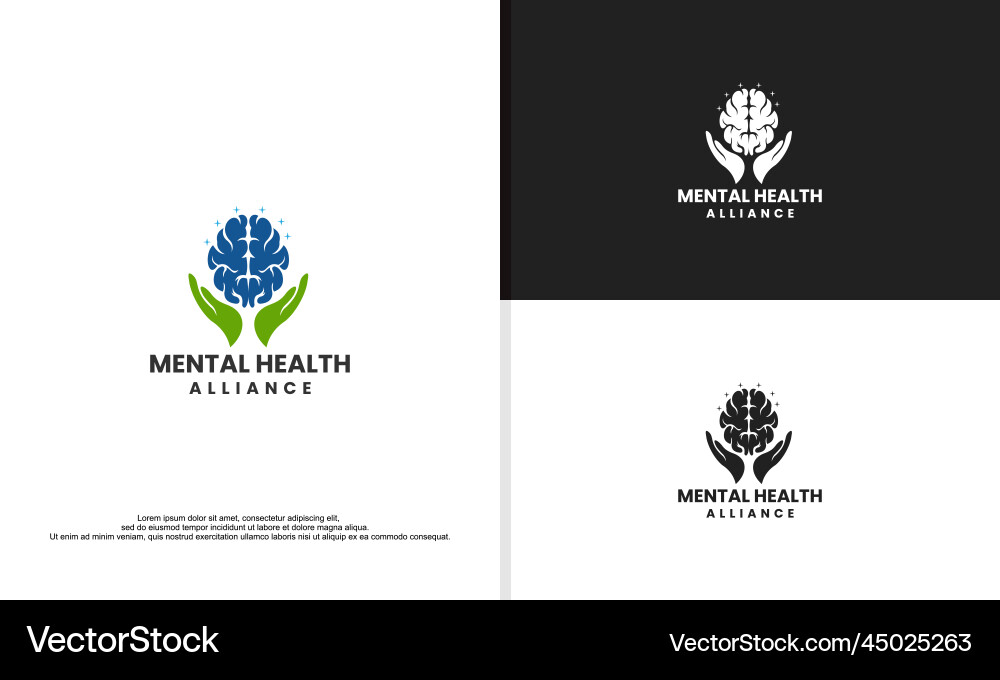 Brain & Hand Wellness Logo Vector Image