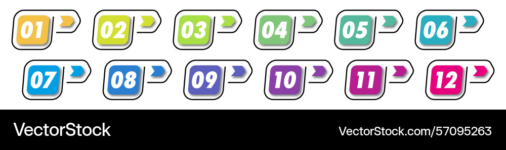 Bullet points numbers from 1 to 12 list markers Bullet points numbers from 1 to 12 list markers vector image