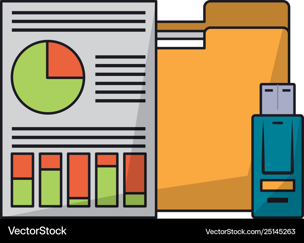 Documents with data chart Documents with data chart Vector Image