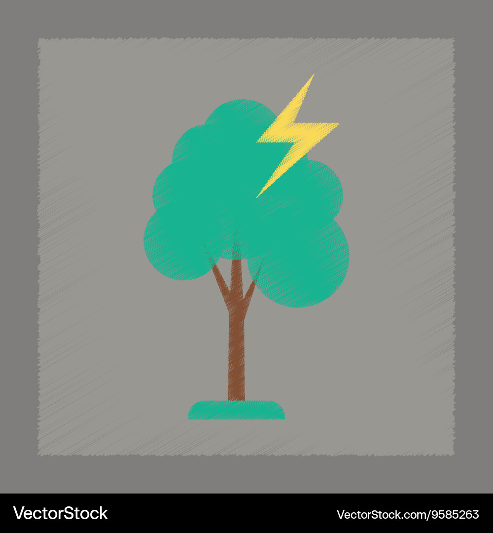 Flat shading style icon lightning tree vector image