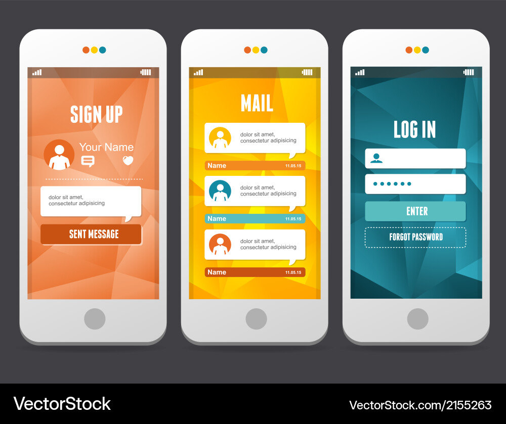 Flat web elements login forms vector image