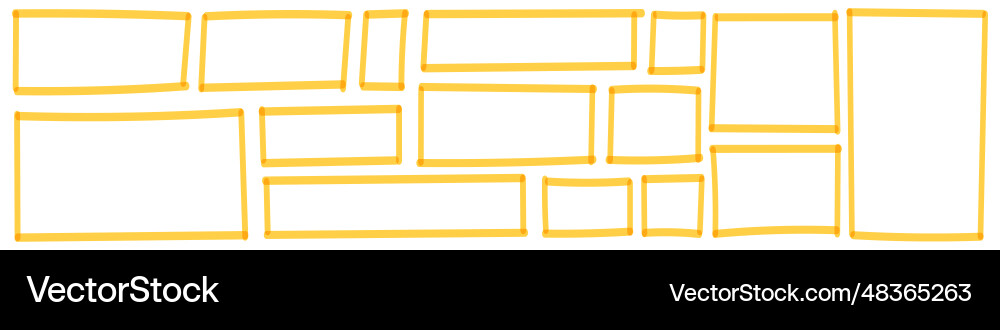Frame and box elements with marker details Vector Image