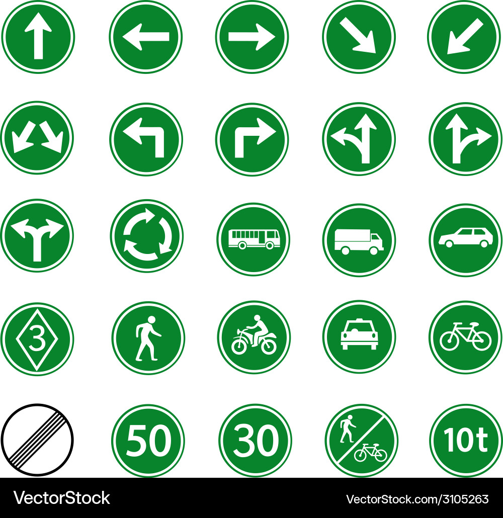 Green Traffic Safety Warning Sign Vector Image