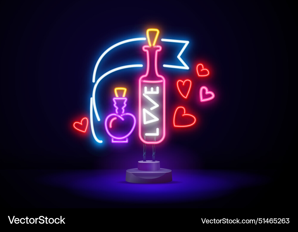 Neon Ikone der Liebe Elixier isoliert auf schwarz Neon Ikone der Liebe Elixier isoliert auf schwarz vektorbild