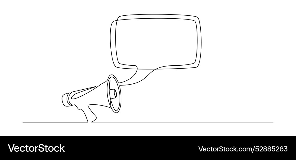 One continuous line drawing of loudspeaker One continuous line drawing of loudspeaker Vector Image