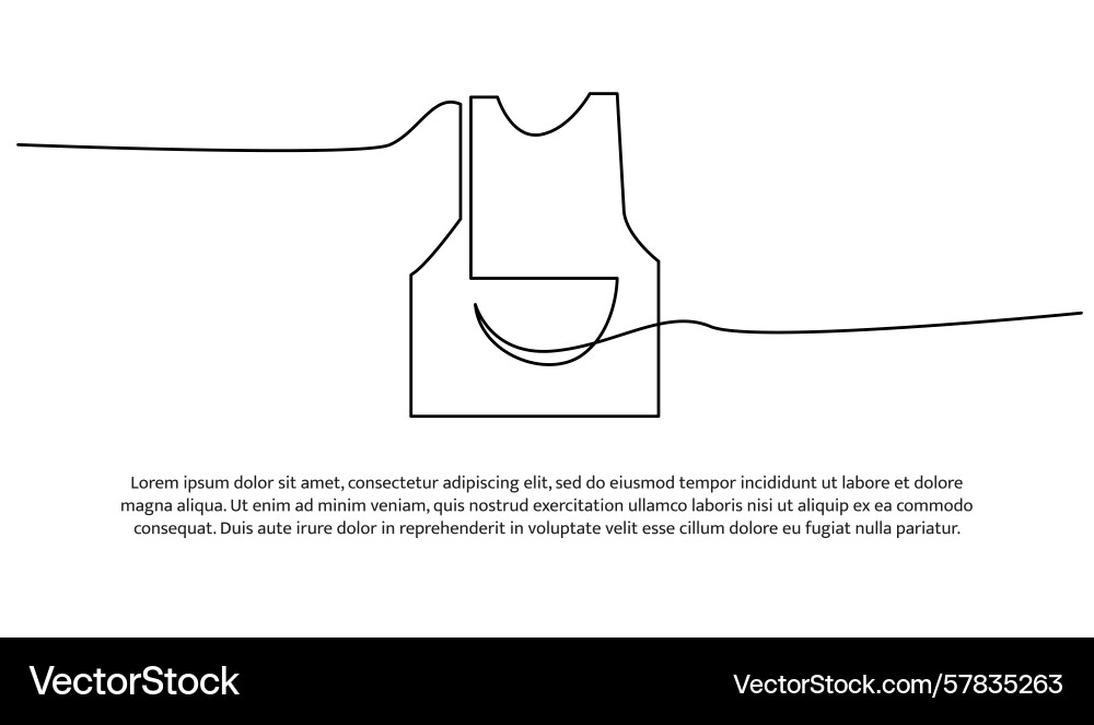 One line of apron abstract minimal continuous One line of apron abstract minimal continuous Vector Image