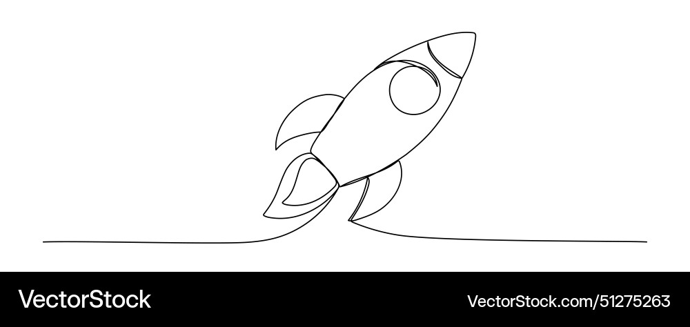 One line rocket icon spaceship isolated One line rocket icon spaceship isolated vector image