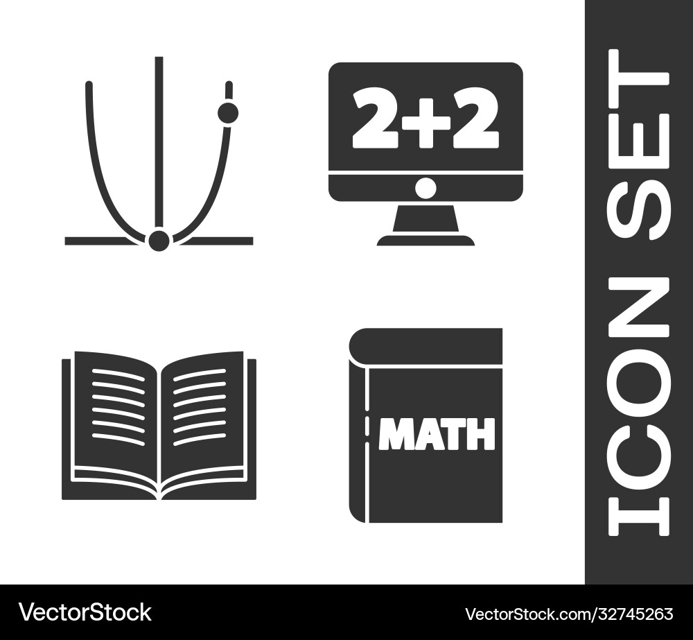 Set book with word mathematics graph schedule Set book with word mathematics graph schedule Vector Image