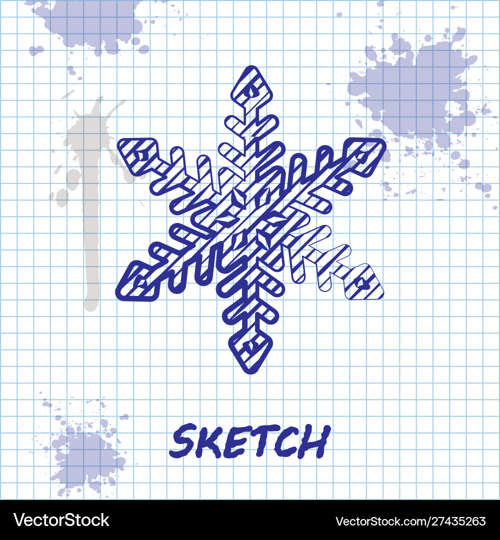 Sketch line snowflake icon isolated on white vector image