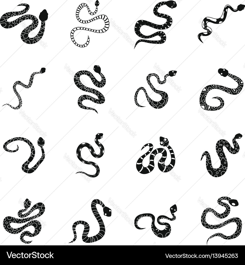 Snake Icon Set - Simple Style vector image