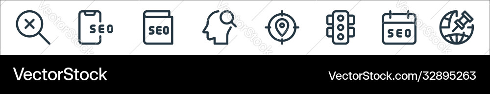 Web apps seo line icons linear set quality Vector Image
