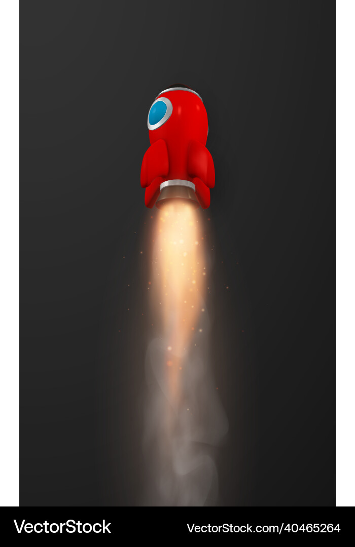 3d rocket spaceship render and draw by mesh Vector Image