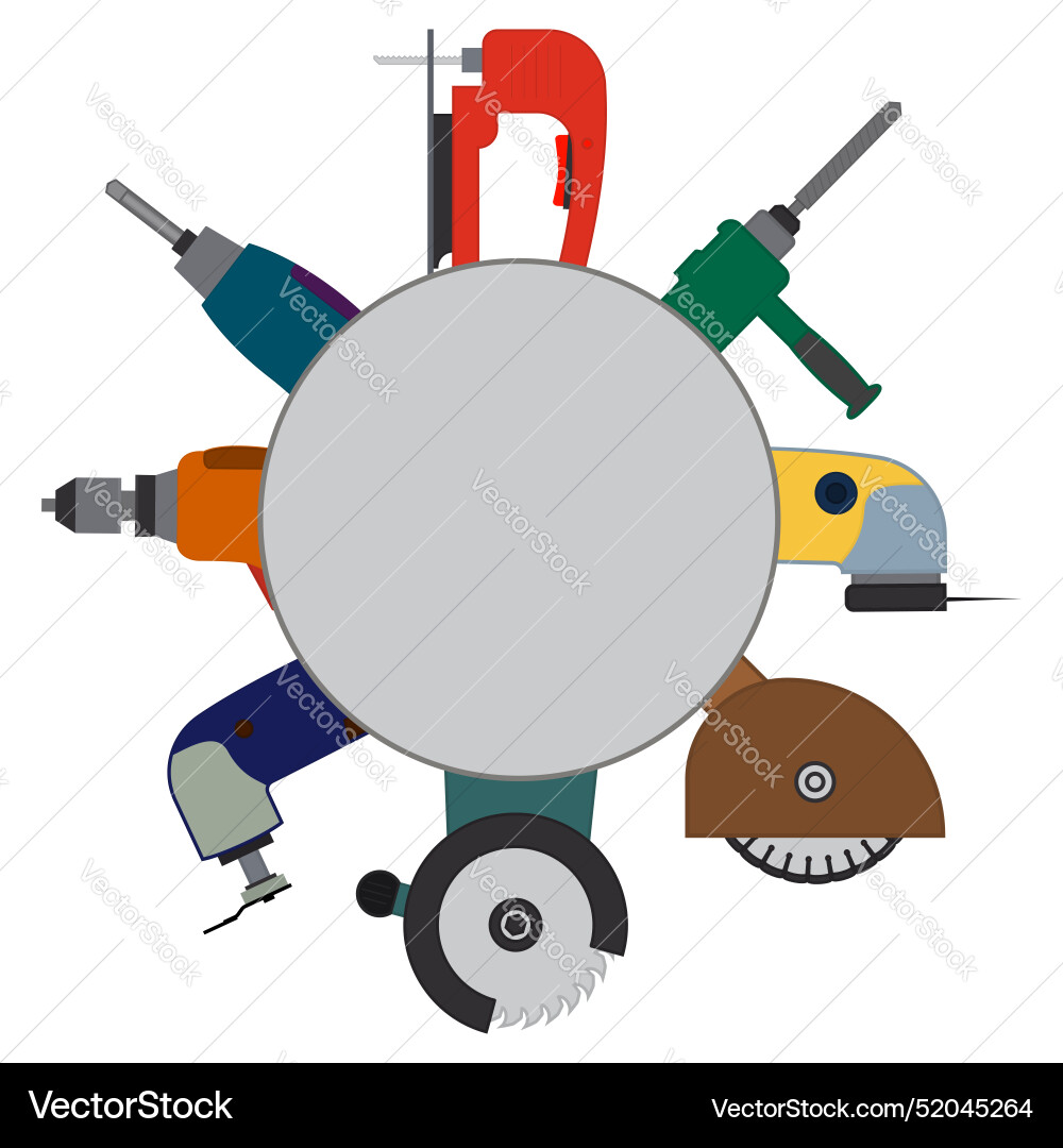 A set of power tools and empty circle inside A set of power tools and empty circle inside vector image