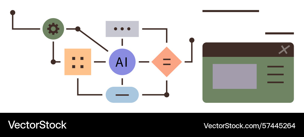 Ai process flow with connected diagram elements Ai process flow with connected diagram elements vector image