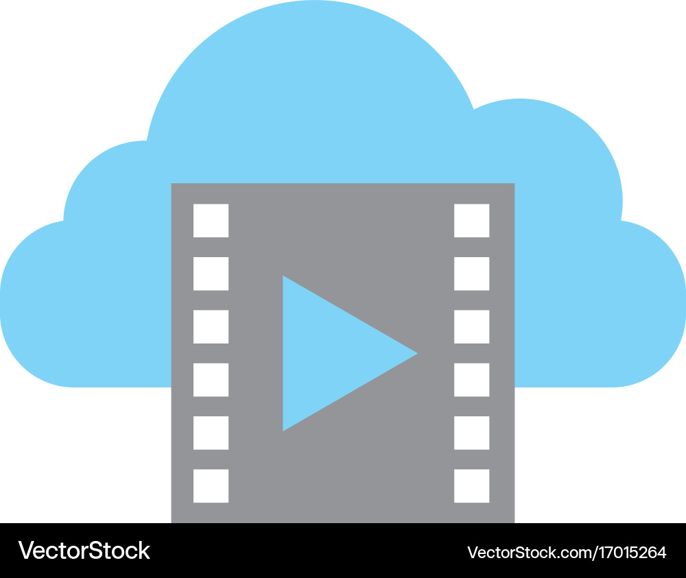 Cloud computing with tape media player isolated Vector Image