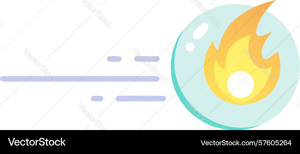 Dynamic flaming projectile or meteor icon design vector image