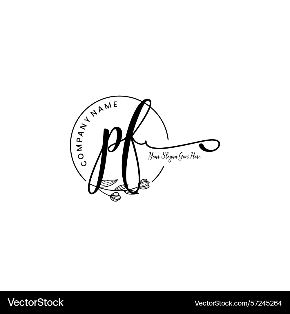 Elegant pf initial logo design with botanical Vector Image